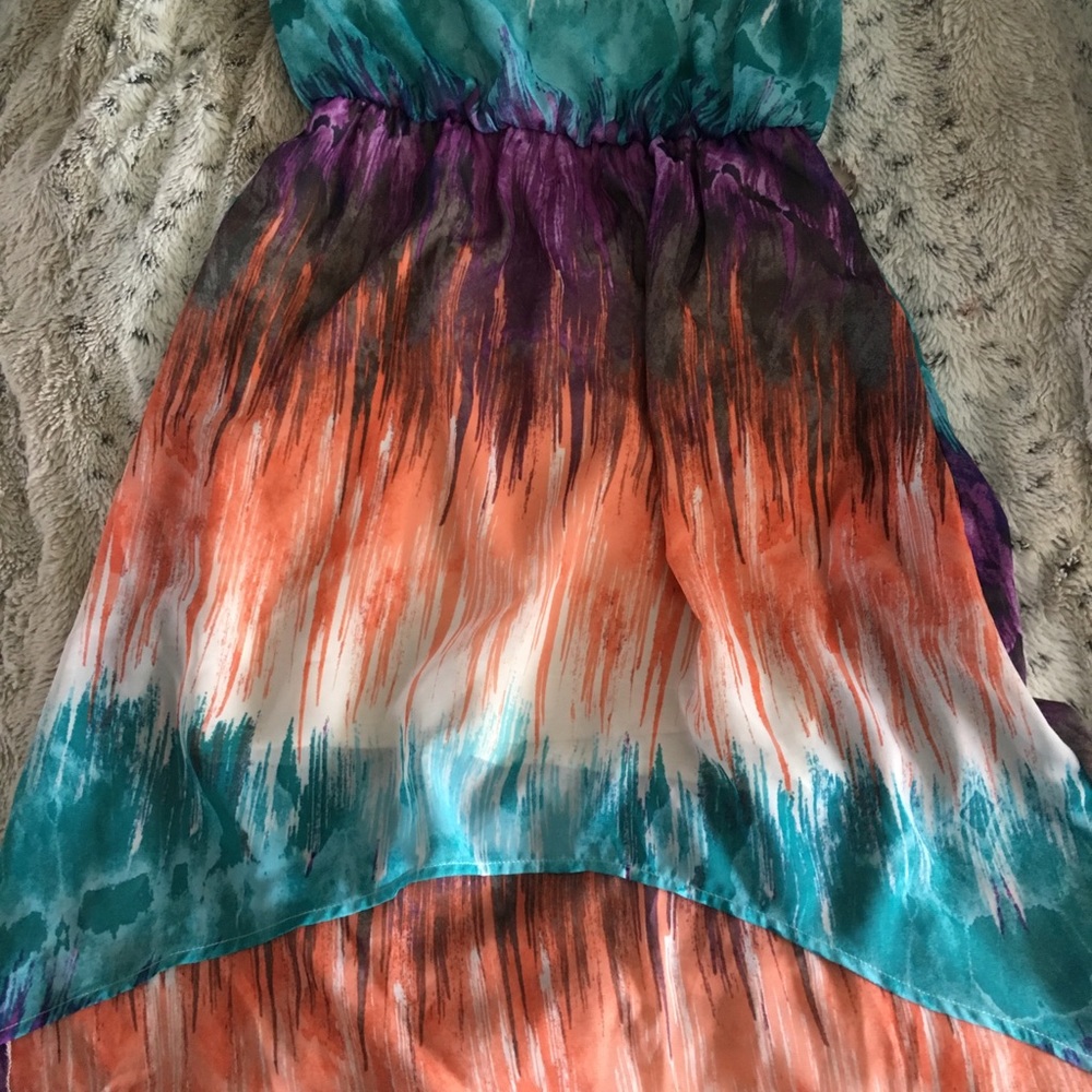 Sun dress asymmetric hemline